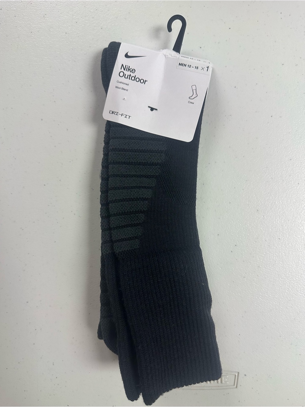 Nike Outdoor Wool Blend Socks Size XL Mens 12-15 Hiking Trail Cushioned Black